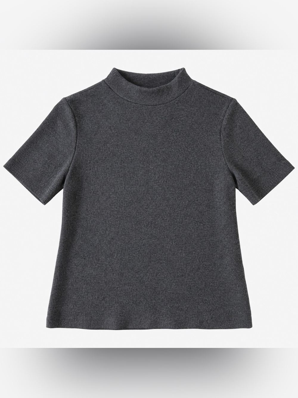 Zara Gray Mock Neck Short Sleeve Knit Top Size S